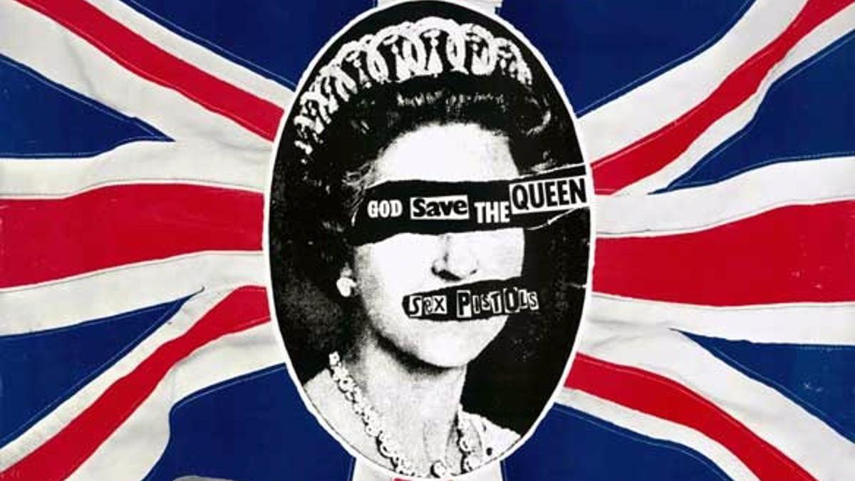 Famosa portada de la canción "God Save the Queen", del año 1977, que hacía referencia al himno nacional británico