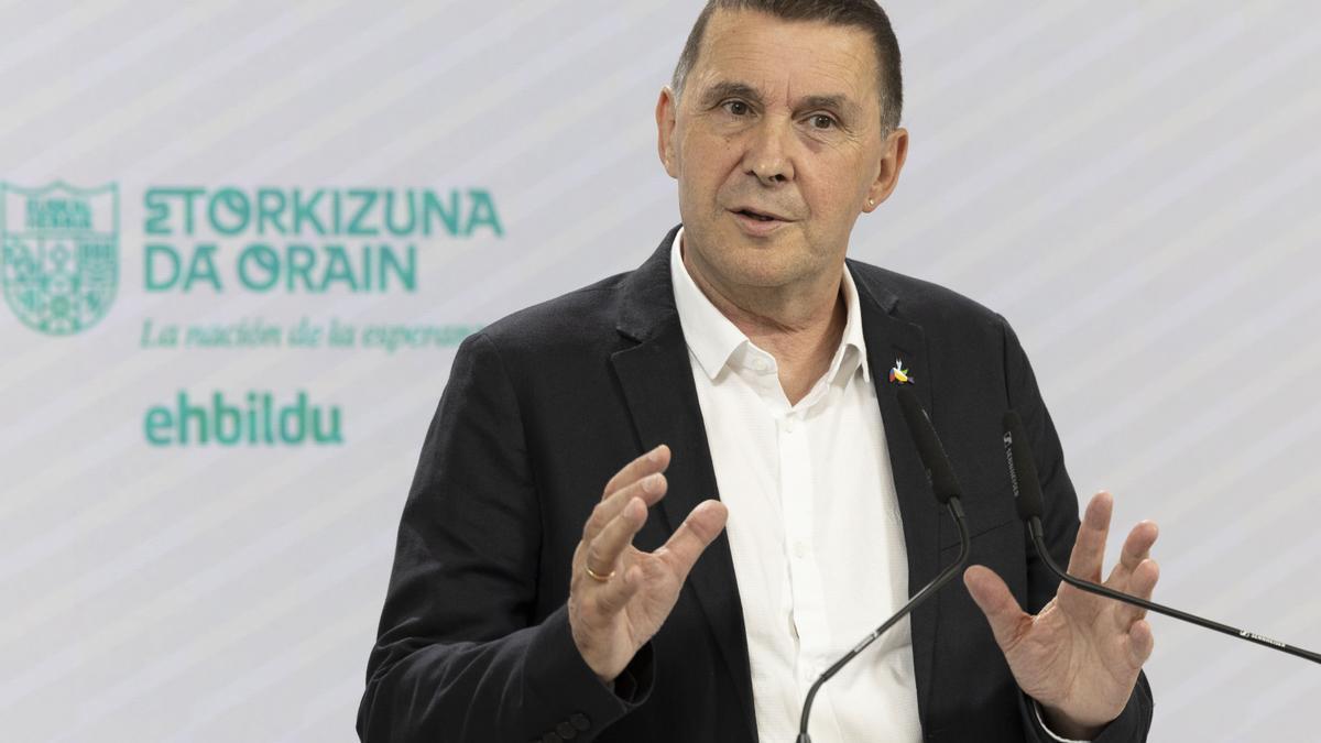 El coordinador general de EH Bildu, Arnaldo Otegi, en una anterior comparecencia