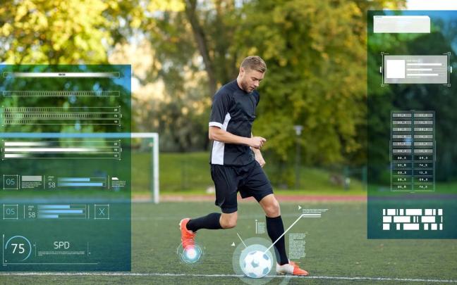 Obtención de datos con IA durante un entrenamiento de fútbol.