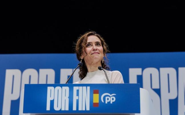 La presidenta de la Comunidad de Madrid, Isabel Díaz Ayuso, durante un acto de precampaña del Partido Popular (PP)