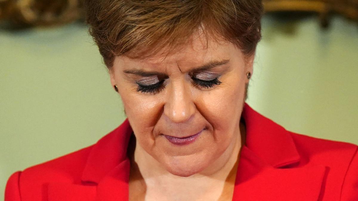 Nicola Sturgeon, durante la rueda de prensa en la que anunció su dimisión.