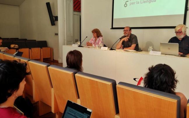 Rueda de prensa que ha ofrecido Plataforma per la Llengua.