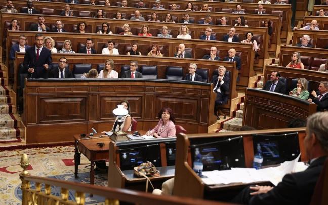 Pedro Sánchez interviene durante una sesión plenaria en el Congreso, 9 de septiembre de 2026.
