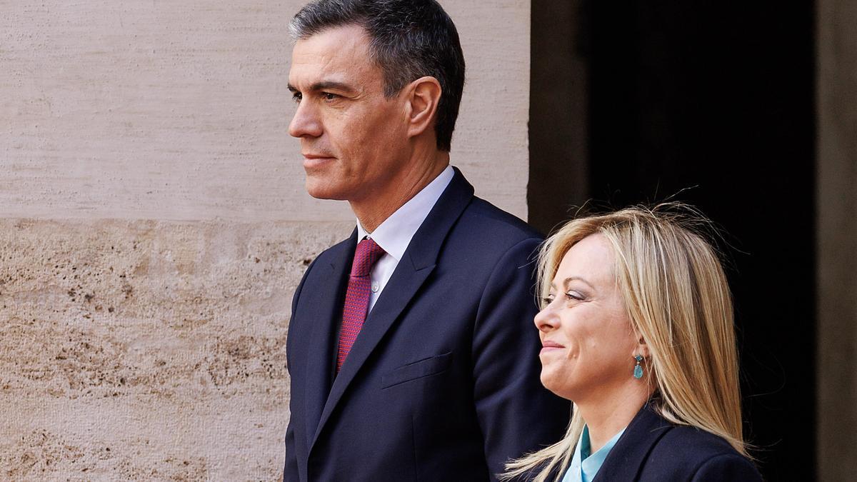 Imagen de archivo de Sánchez y Meloni.