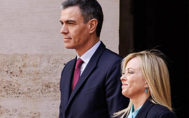 Imagen de archivo de Sánchez y Meloni.