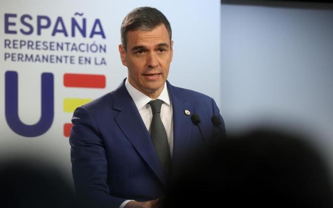 Sánchez comparece ante la prensa tras la reunión del Consejo Europeo en Bruselas.