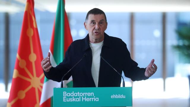Arnaldo Otegi, durante la comparecencia tras la reunión de la Mesa Política de EH Bildu para dar inicio al curso político.