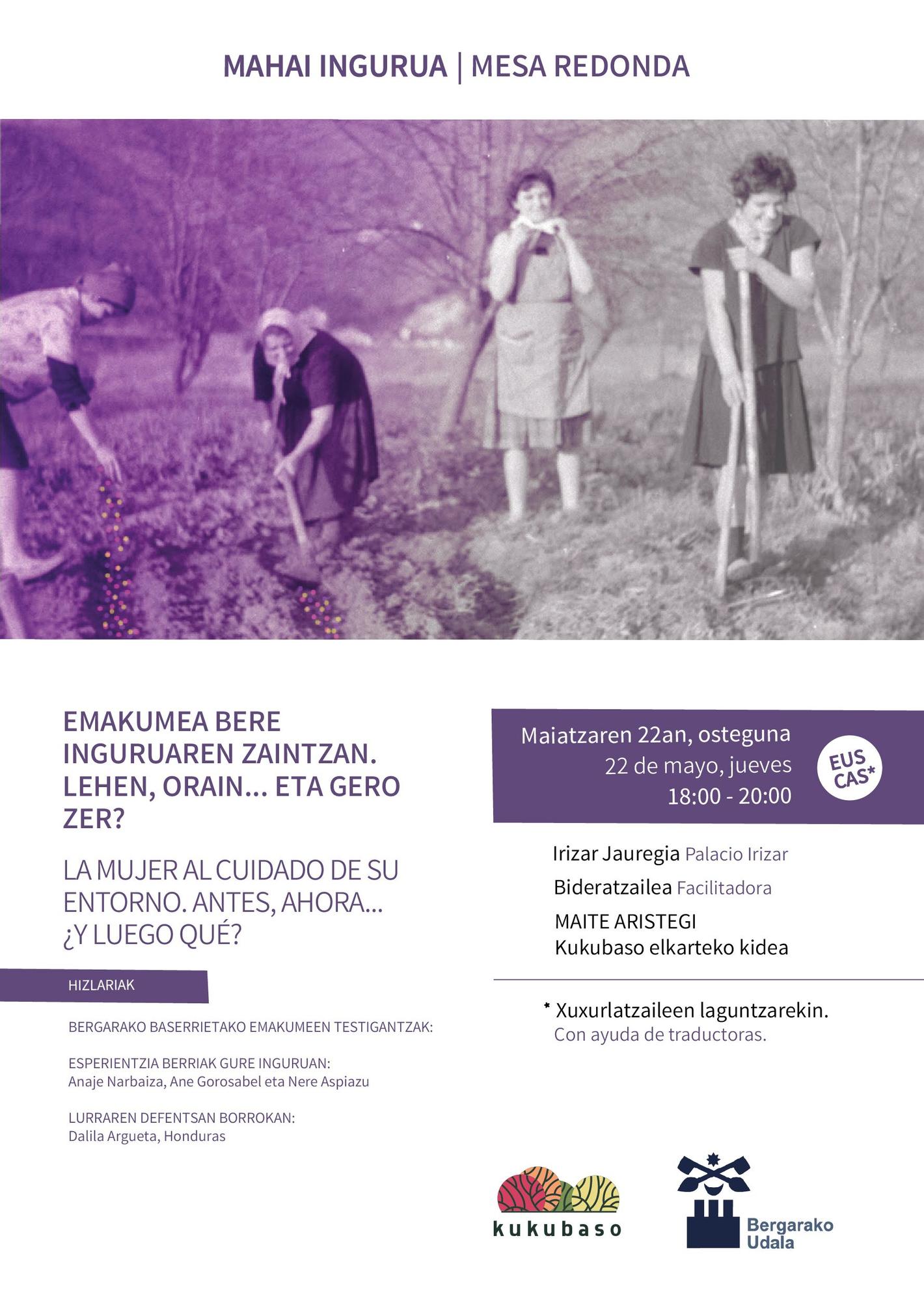 Cartel que anuncia la charla organizada por el Ayuntamiento y Kukubaso Elkartea.