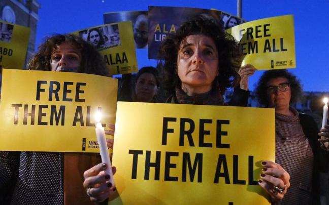Una protesta en Roma, Italia, por la libertad de expresi&oacute;n en Egipto (foto de archivo).