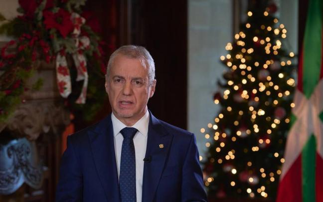 El lehendakari, Iñigo Urkullu, durante su mensaje de fin de año.