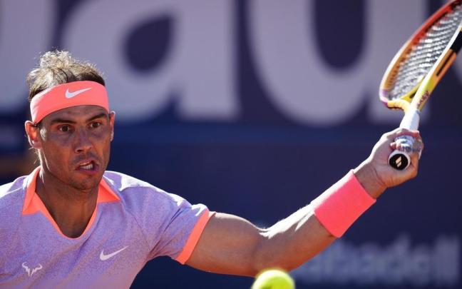 Rafa Nadal durante el partido ante Flavio Cobolli en el Trofeo Conde de Godó.