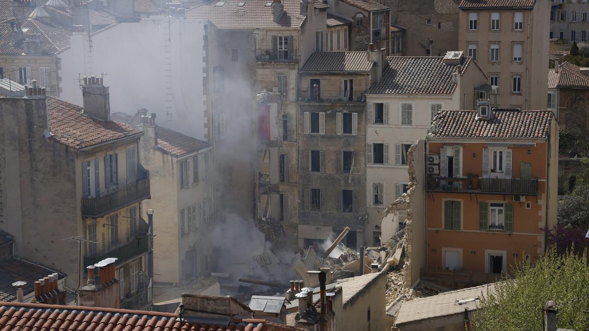 Imagen del edificio que el sábado se derrumbó en Marsella.