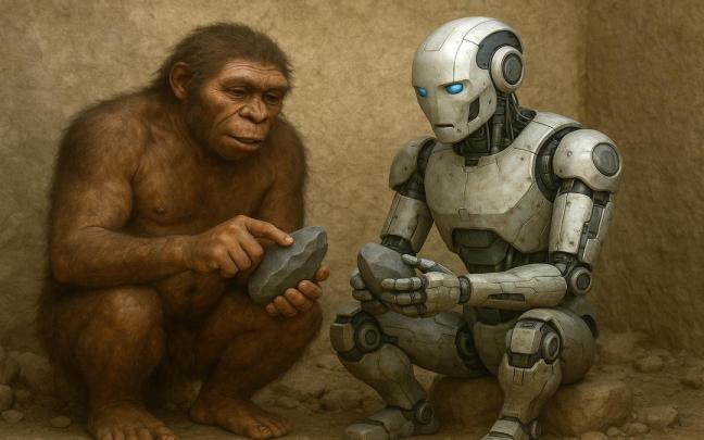 El ‘Homo habilis’, ejemplo de inventor para la IA. / Imagen generada con IA El ‘Homo habilis’, ejemplo de inventor para la IA.