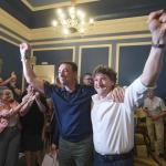 El próximo vicelehendakari Mikel Torres, con el líder del PSE, Eneko Andueza