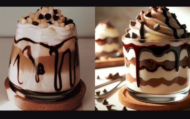 Imagen real e imagen virtual de un postre