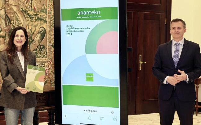 Mancisidor ha entregado la memoria del Ararteko a la presidenta del Parlamento Vasco, Bakartxo Tejeria