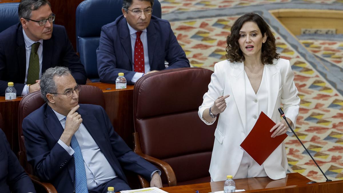 Isabel Díaz Ayuso interviene este jueves en la Asamblea de Madrid.