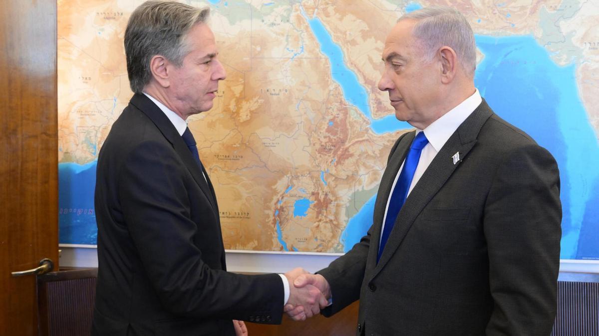 Reunión entre Blinken y Netanyahu, en Jerusalem.