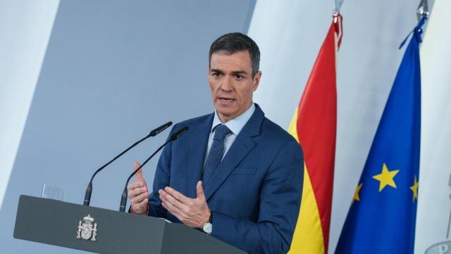 Pedro Sánchez en una pasada comparecencia desde la Moncloa.