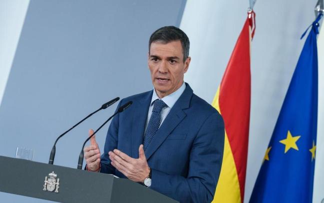 Pedro Sánchez en una pasada comparecencia desde la Moncloa.