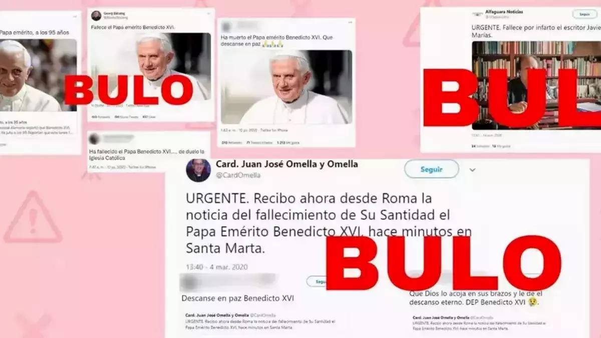 Las cuentas de Twitter falsas de Tommaso Debenedetti que anuncian supuestas muerte de personajes famosos.