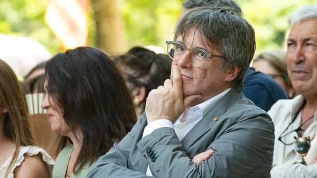 El expresident catalán y líder de Junts, Carles Puigdemont, durante un acto público de su partido.
