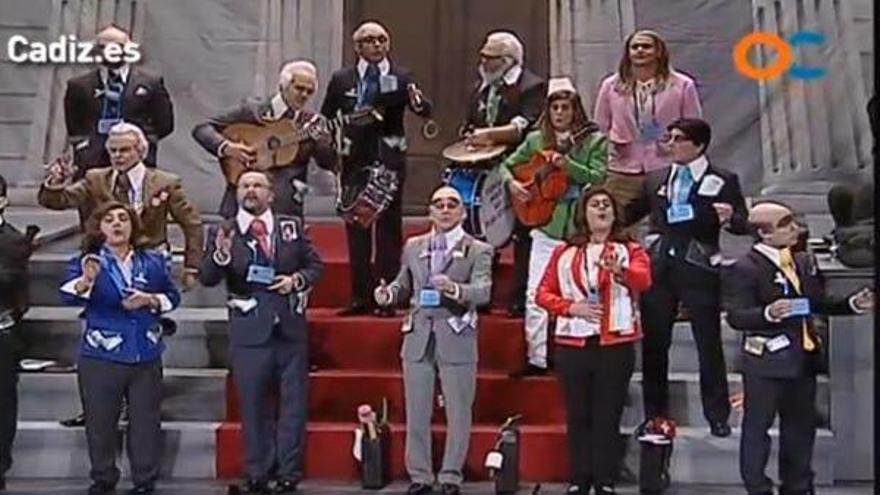 Una chirigota en el concurso de Cádiz.