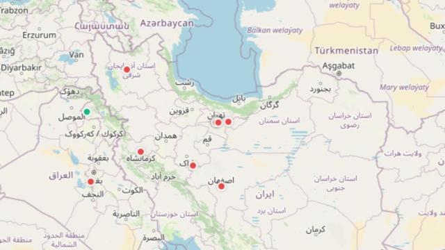 Mapa de los ataques en Irán