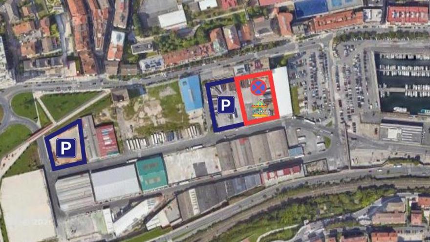 Mapa con los aparcamientos provisionales.