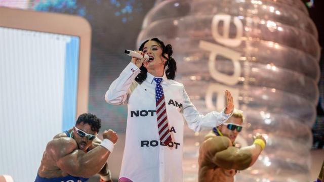 La cantante Katy Perry durante una actuación en el Auditorio Miguel Ríos, a 5 de julio de 2026, en Rivas Vaciamadrid, Madrid