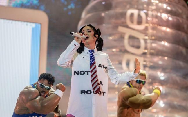 La cantante Katy Perry durante una actuación en el Auditorio Miguel Ríos, a 5 de julio de 2026, en Rivas Vaciamadrid, Madrid
