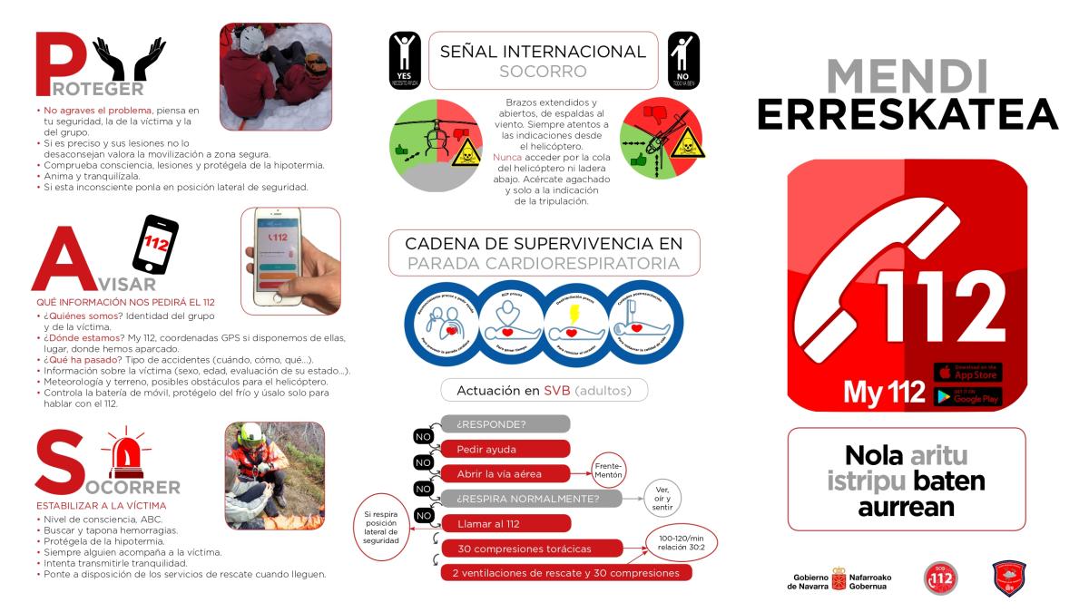 Tríptico sobre sobre cómo actuar en caso de accidente. Imagen: Gobierno de Navarra