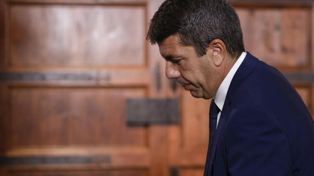 Carlos Mazón tras anunciar su renuncia en un acto institucional.