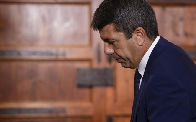 Carlos Mazón tras anunciar su renuncia en un acto institucional.