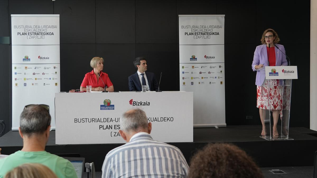 Elixabete Etxanobe durante la presentación del Plan Estratégico.