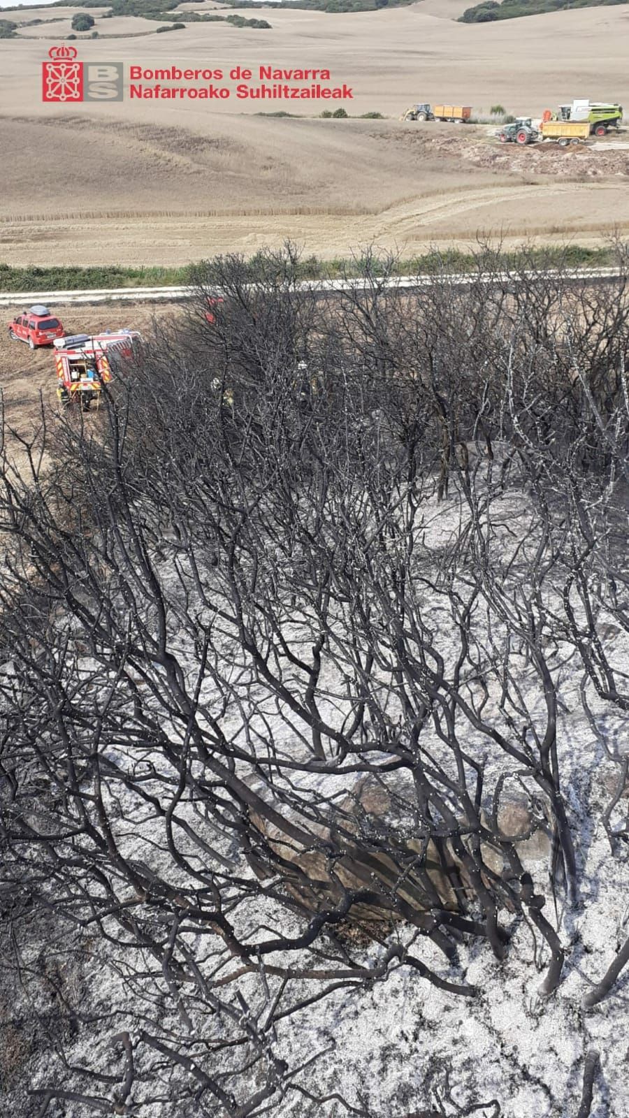 Estado de la zona de Oteiza donde se produjo el incendio
