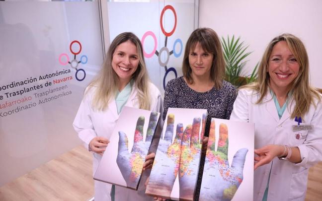 Aline Ghellere, Alba Azparren y Sara Sánchez, en la oficina autonómica de coordinación.