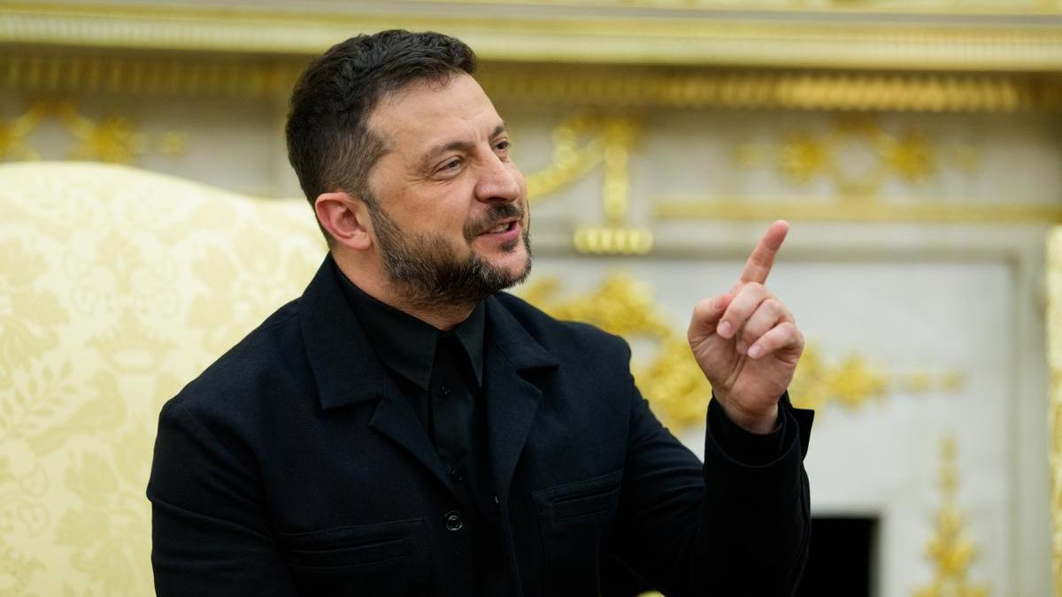 Volodimir Zelenski durante su encuentro con Trump este 18 de agosto.