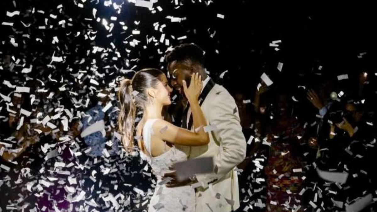 Iñaki Williams y Patricia Morales en su boda