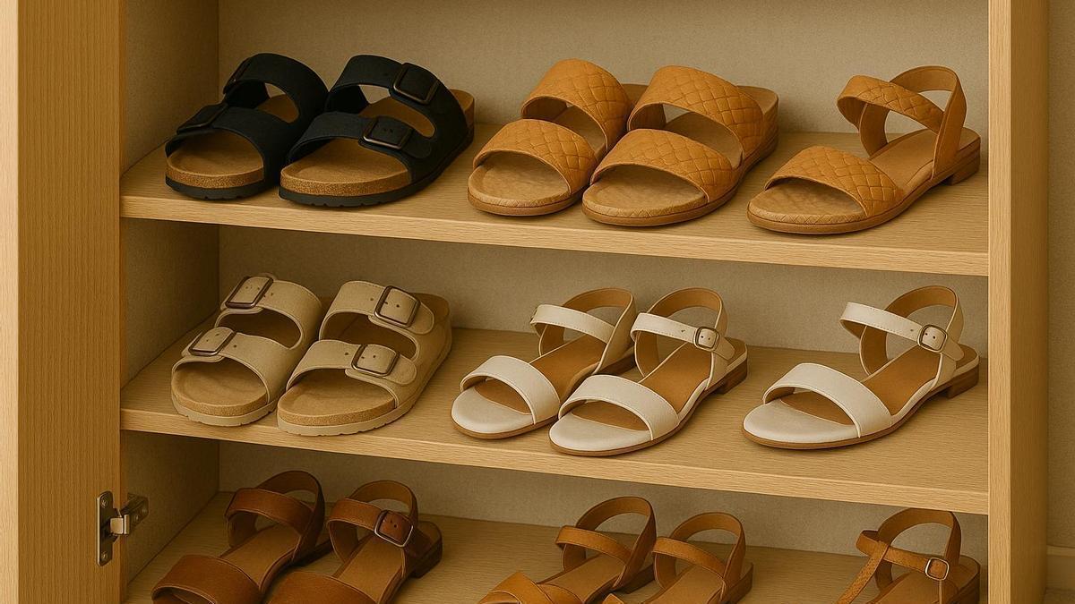 Armario lleno de sandalias