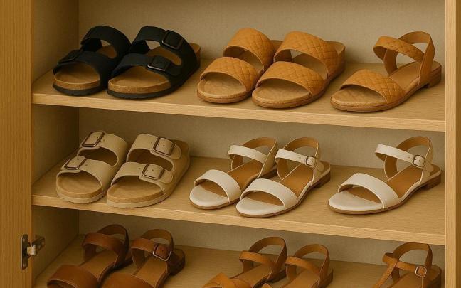 Armario lleno de sandalias