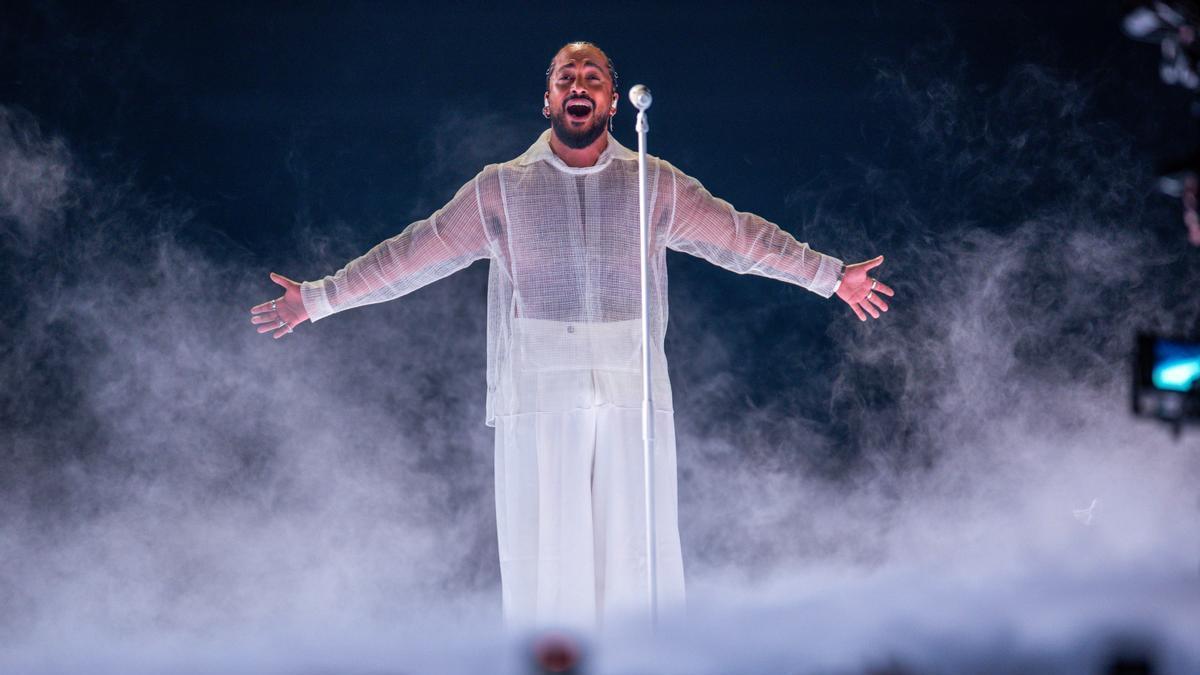 El cantante Slimane durante su actuación en Eurovisión 2024.