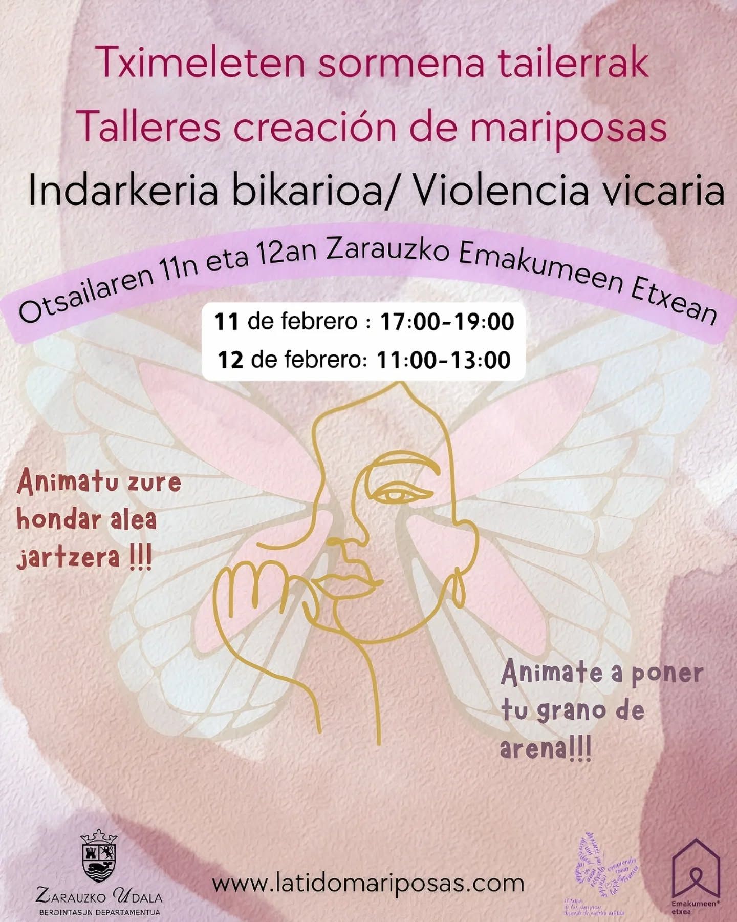 Cartel del taller de la creación de mariposas.