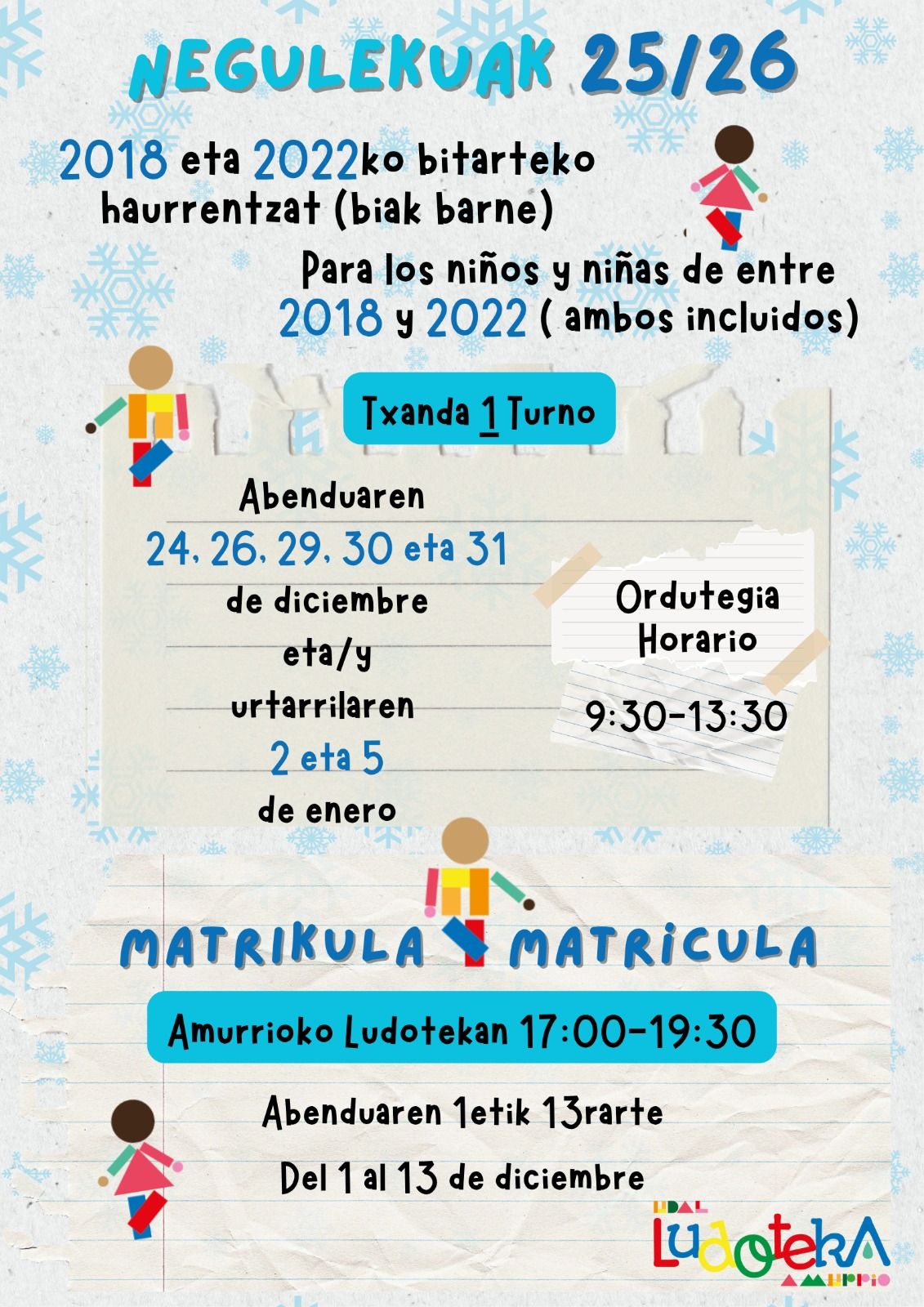 Cartel del servicio Neguleku de la ludoteca de Amurrio