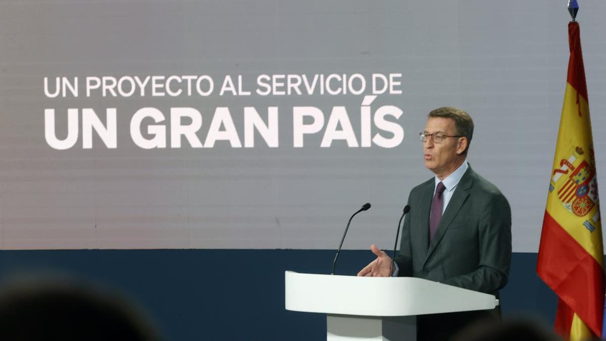 El candidato a presidente y líder el PP durante la presentación de su programa electoral en Madrid.