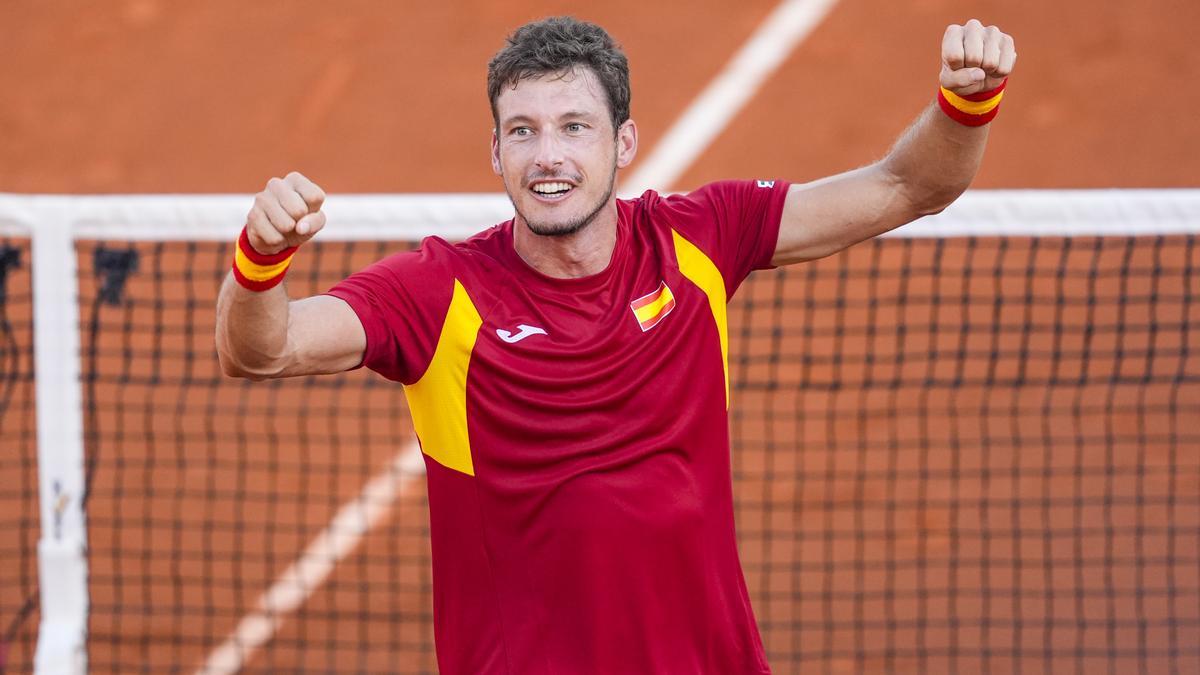 Pablo Carreño durante su partido frente Elmer Moller en la Copa Davis.