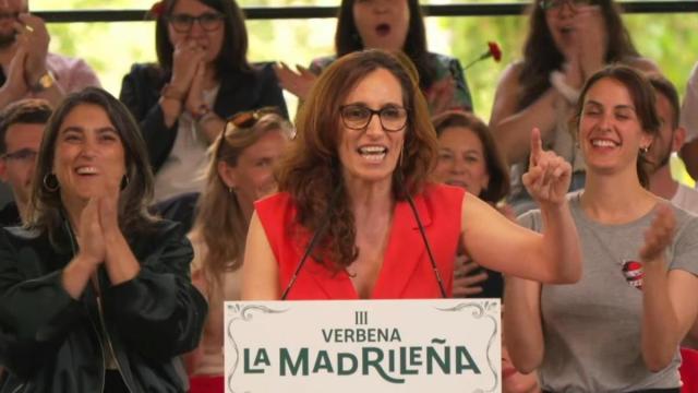 Mónica García, durante su intervención en la verbena 'La Madrileña', organizada por Más Madrid