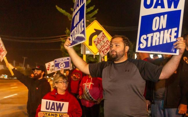 Una protesta de United Auto Workers en una foto de archivo.