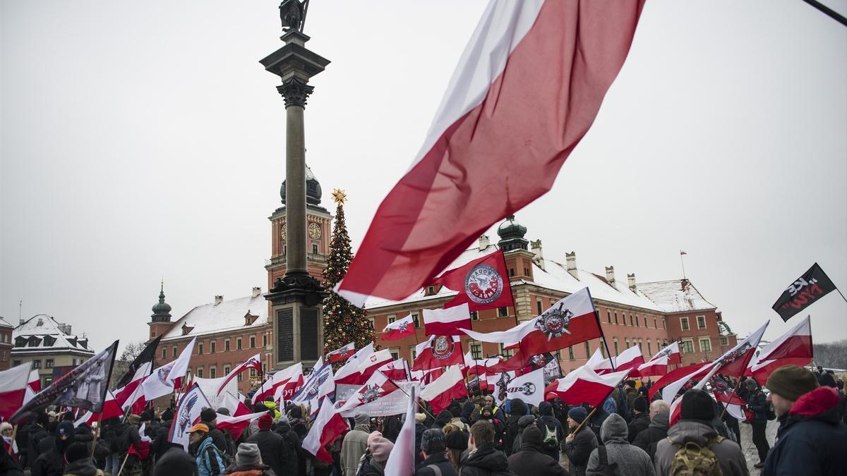 Imagen de archivo de una protesta en Varsovia, Polonia.