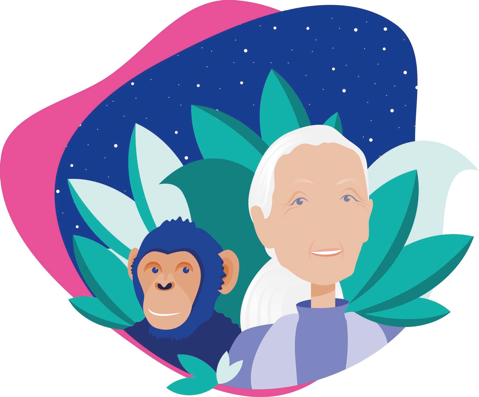 Ilustración dedicada a la primatóloga inglesa Jane Goodall